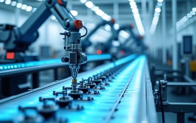 協働する複数のロボットアームが精密部品を扱う様子